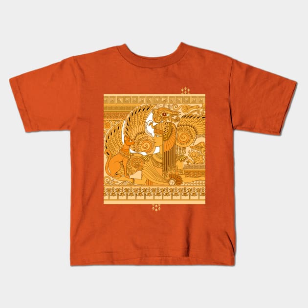 Egyptian queen with sacred cat Kids T-Shirt by Artist Natalja Cernecka